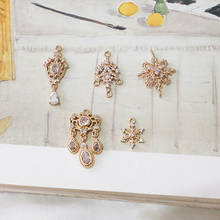 Pingente de pingente duplo estilo palácio, 4 unidades, ouro-revestido de strass para mulheres joias do colar material 2024 - compre barato