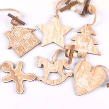 1pcs Christmas Ornaments Wooden Pendant Hanging New Year For Christmas Tree Xmas Craft Home Accessory Wood Slices Navidad m2534 2024 - buy cheap
