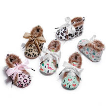 Winter Baby Warm Shoes Leather Leopard Lace Up Newborn Toddler Boots Snowman Fox Printed Infant Moccasins Soft Sole Firstwalkers 2024 - buy cheap