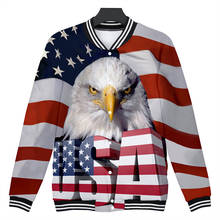 Куртка Мужская/Женская с 3D-принтом, уличная одежда с американским флагом и орлом, модные куртки с американским флагом США 2024 - купить недорого