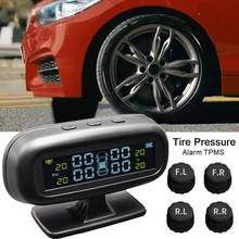 Sistema de monitoramento de pressão de pneu de carro tpms, carregamento de energia solar, 0-pás, detector de alarme, medidor digital com display lcd colorido 2024 - compre barato