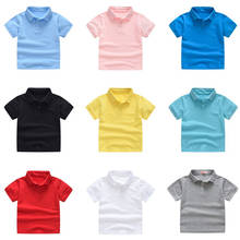 Детские летние однотонные топы, футболка с короткими рукавами Повседневная хлопковая одежда для мальчиков детская футболка-поло 2024 - купить недорого
