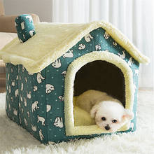 Dobrável sono profundo pet house interior inverno quente aconchegante cama para pequeno gato do cão gatinho removível confortável canil suprimentos para animais de estimação 2024 - compre barato