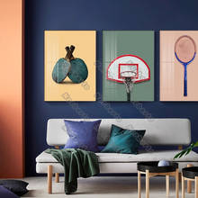 Cartaz de pintura em tela estilo moderno, raquetes de tênis de mesa, basquete, badminton e suas raquetes para quartos da casa, decoração da parede 2024 - compre barato