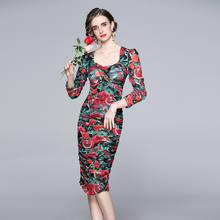 ZUOMAN Women Spring Summer Elegant Mesh Pencil Dress Festa High Quality Long Floral Party Robe Femme Vintage Designer Vestidos 2024 - buy cheap