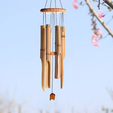 Campanas de viento de bambú para decoración del hogar, campanilla grande de madera hecha a mano para interior y exterior, colgante de pared, para habitación 2024 - compra barato