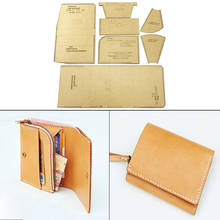 1 Set Of Leather Craft Fashion Short Wallet Card package Sewing Pattern Hard Acrylic and Kraft Paper Stencil Template 11cm*8.5cm 2024 - buy cheap