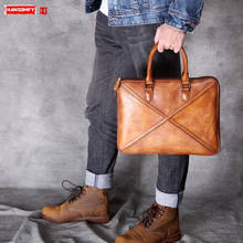 Men Handbags Business Briefcase Laptop Bag Casual Travel Bag Men Shoulder Messenger Bags Cowhide Leather Vintage Original Male 2024 - buy cheap