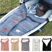 Newborn Baby Stroller Wrap Sleeping Bags Winter Warm Blanket Knitting Swaddle Wrap Toddler Sleeping Bag +Pram Handrail 2Pcs Set 2024 - buy cheap