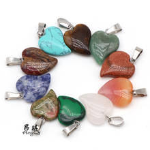 Colgantes de piedra Natural con forma de corazón, collar de ágata de cristal para fabricación de joyas, de buena calidad, tamaño 16mm x 20mm, novedad 2024 - compra barato