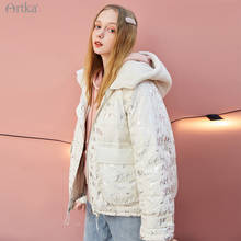 ARTKA 2020 Winter New Women Down Jacket Fashion Bronzing Print 70% White Duck Down Coat Hooded Warm White Down Jacket DK20006D 2024 - buy cheap