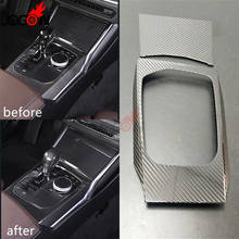 Car Dry Carbon Fiber Gear Shift Knob Frame Panel Cover Trim Protector Moldings For BMW 3 Series G20 330i 330d 340i 2019 2020 2024 - buy cheap