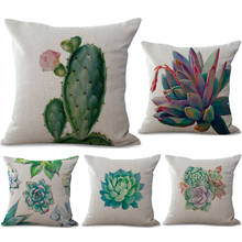 Cactus Succulent Plants Printed Cushion Cover Polyester Home Decor Bedroom Decorative Pillowcase Throw Pillow Cover kussenhoes 2024 - buy cheap