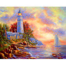 PhotoCustom 40x50cm Oil Painting By Numbers DIY Seascape Paint By Numbers On Canvas Frameless Scenery Digital Hand Painting Deco 2024 - buy cheap