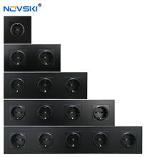 EU Multi Outlet Wall Socket Quintuple Frame German Plug Grounded, 16A Electrical Socket PC Black Panel 2024 - buy cheap