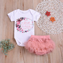 Macacão infantil para meninas recém-nascidas de 0 a 24 meses, macacão de algodão floral + saia de tutu com renda, roupa de bebê 2024 - compre barato