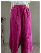 Pantalones holgados de pierna ancha para mujer, calzas femeninas de cintura elástica con borlas, a la moda, de verano 2024 - compra barato