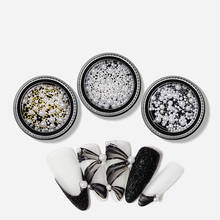 Strass 3d de várias tamanhos, pérolas abs encantadoras arte de unha, decoração de unhas, pérolas de liga, pinos, jóias, pedras preciosas para manicure, uma caixa 2024 - compre barato