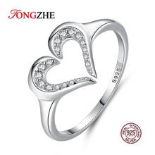 TONGZHE 100% 925 Sterling Silver Rings For Women Crystal Open Finger Rings Heart Love Female Engagement Ring Jewelry Party Gift 2024 - buy cheap