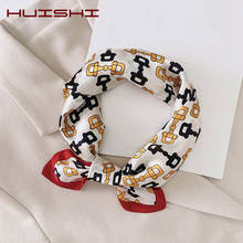 HUISHI Woman Scarf Real Silk Print Chain Green Red Small 53cm Scarf Foulard Head Neck Hair Tie Silk Bandana For Women Ladies 2024 - buy cheap