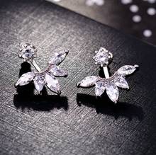 Pendientes de plata 925 con flor tallada para mujer, aretes de cristal femeninos, temperamento Simple, salvaje, antialérgico 2024 - compra barato