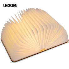 Lâmpada led portátil dobrável, livro de madeira, usb, recarregável, luminária noturna, para decoração