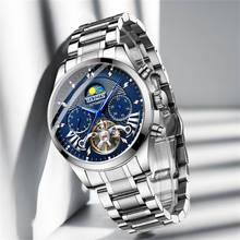 2020 new HAIQIN luxury brand men watches blue automatic mechanical Tourbillo sport waterproof wristwatch business steel clock 2024 - buy cheap