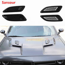 Sansour 2 pçs/set lado do carro ventilação fluxo de ar para a cobertura do motor entrada grade duto decoração abs adesivo plástico para dodge challenger 2024 - compre barato