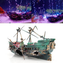 Acuario con paisaje de pecera, Barco Pirata, adorno de barco de resina, accesorios de decoración 2024 - compra barato