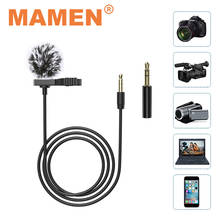 Mamen 4m cabo lapela microfone omnidirecional captador mic 3.5mm plugue de áudio para câmera do telefone computador portátil vlog gravação 2024 - compre barato