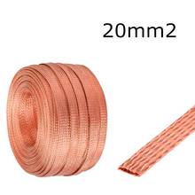 Alambre trenzado de cobre, cinta de cobre desnudo, alambre de tierra, tira plana de cobre estañado Flexible, 5 metros, 20mm2 2024 - compra barato