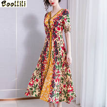 100% Real Silk Summer Dress 2020 Vintage Elegant Maxi Floral Dress Women Clothes Ladies Dresses Party Korean Dress vestidos 2024 - buy cheap
