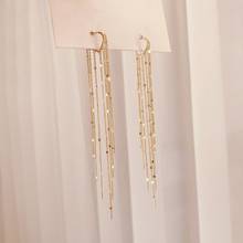 BLIJERY Shiny Elegant Long Metal Tassel Drop Earrings Korean Joker Sweet Lovely Heart Hanging Women Earring 2021 Fashion Jewelry 2024 - buy cheap