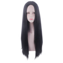 Anime Basic 80 CM Long Straight black cosplay wig Women Universal Cartoon Synthetic hair white black Central Parting Wigs 80cm 2024 - buy cheap