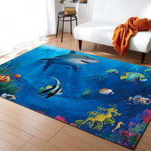 Коврик для гостиной с 3D-принтом океанского мира Акулы, декоративные коврики для детской тематической комнаты из пены с эффектом памяти, нескользящий, домашние мягкие коврики для гостиной 2024 - купить недорого