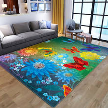 3d flor borboleta padrão impresso grandes tapetes para sala de estar quarto área tapete mesa café quarto crianças jogar tapete grande 2024 - compre barato