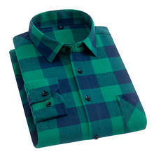 Aoliwen-Camisa de manga larga a la moda, camisa informal a cuadros de color, material de franela de algodón 100%, con bolsillo 2024 - compra barato
