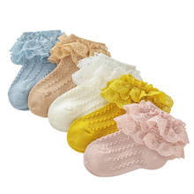 Детские носки для девочек, теплые кружевные носки-пачки с оборками для маленьких девочек, однотонные хлопковые носки до щиколотки для новорожденных 2024 - купить недорого