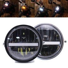 7 дюймов мотоциклетные светодиодный головной светильник проектор Led DRL лампы 75 Вт Высокая ближнего и дальнего света и противотуманных фар с возможностью креативного светильник для Harley Davdison Cafe Racer Road King 2024 - купить недорого