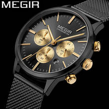 MEGIR Women Watch Waterproof Top Brand Luxury Chronograph Ladies Wristwatch Black Stainless Steel Bracelet Female Clock 2011 2024 - buy cheap