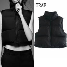 TRAF-Chaleco de cuello alto para mujer, chaqueta cálida sin mangas, informal, color negro, para otoño e invierno, Za, 2021 2024 - compra barato