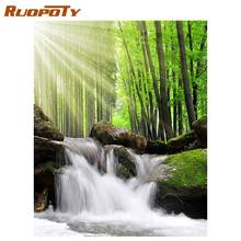 RUOPOTY 5d Diamond Painting Waterfall Diamond Embroidery Cross Stitch Landscape Rhinestones Mosaic Sale Wall Art 2024 - buy cheap