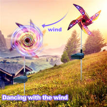 Moinho de vento solar com luz de led, 2 peças, para jardim, caminho, iluminação de paisagem, lâmpada de chão solar, luz noturna à prova d'água, ambientes externos 2024 - compre barato