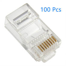 100 pces cabo terminal cabeça de cristal transparente 20 pces cabeça de cristal rj45 cat5 cat5e modular plugue banhado a ouro conector rede 2024 - compre barato