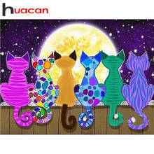 Huacan-Kit de pintura con diamantes 5D DIY de gato, bordado con diamantes, mosaico de animales, decoración del hogar 2024 - compra barato