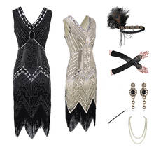 Vestido de baile latino para mujer, ropa Retro con lentejuelas de los años 1920, Flapper, gran Gatsby, Vintage, Midi, flecos, DQL4235 2024 - compra barato