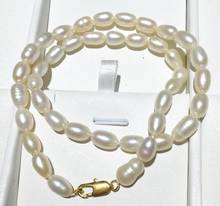 Gargantilla de perlas de agua dulce Ovalada para mujer, collar blanco brillante de 5mm, 6mm, 7mm, 8mm, 10mm, cierre dorado de 14 '', 15'', 17 '', 35cm, 40cm 2024 - compra barato