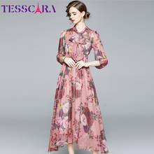 TESSCARA Women Autumn Long Floral Dress Festa High Quality Vintage Prairie Chic Party Robe Femme Designer Chiffon Vestidos 2024 - buy cheap