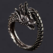 Anel masculino em forma de dragão, anel de abertura ajustável retrô, joia criativa para homens 2024 - compre barato