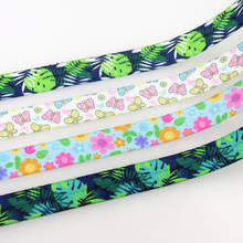 DHK-cinta elástica con estampado de hojas y flores para mujer, cinta para el pelo con estampado de mariposas, 5/8 pulgadas, 50 yardas, OEM S1489 2024 - compra barato